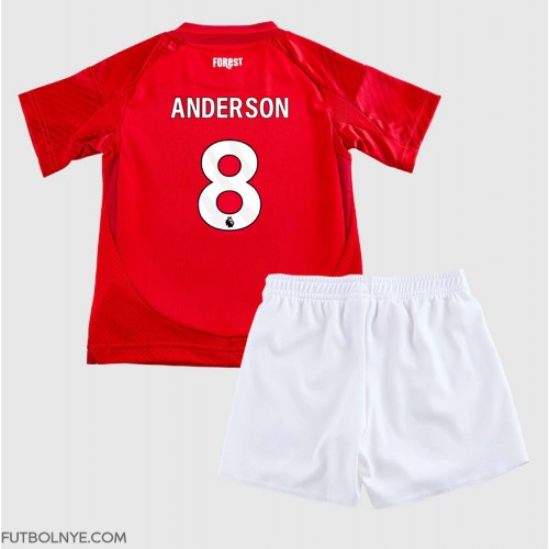 Camiseta Nottingham Forest Elliot Anderson #8 Primera Equipación para niños 2024-25 manga corta (+ pantalones cortos)